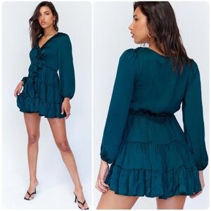 Princess Polly Teal Ruffle Tiered Mini Dress – Size 6